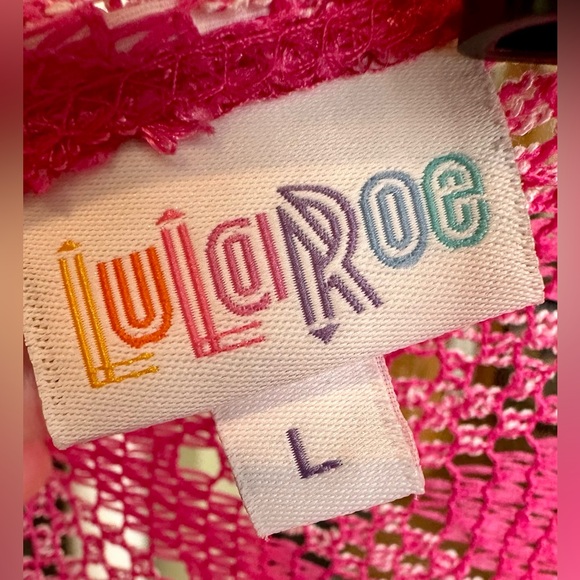 LuLaRoe Vibrant Pink Zigzag Lace Shirley Kimono maxi duster - Picture 5 of 6